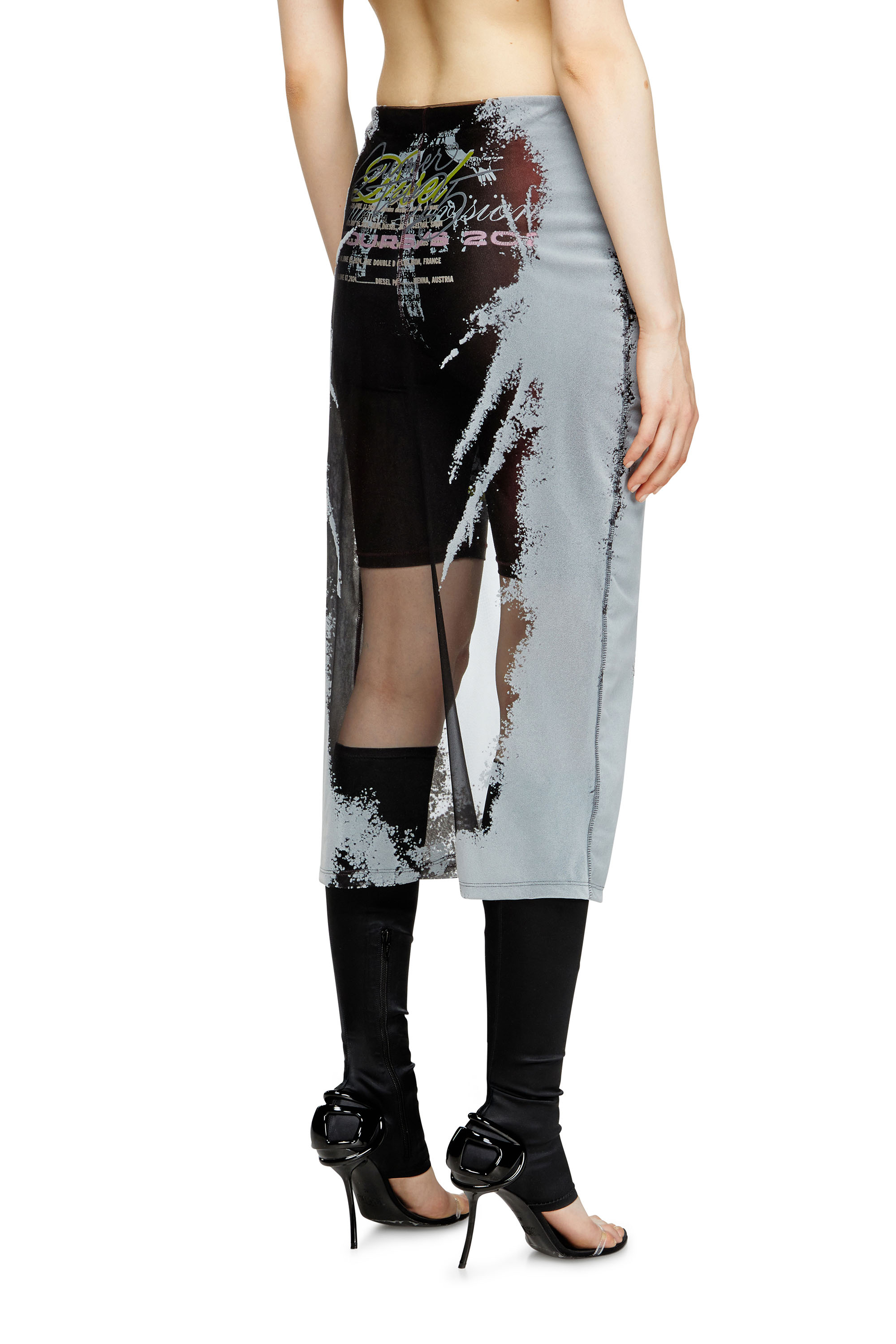 Diesel - O-LYAC, Gonna midi a strati con stampa DJ Donna in Multicolor - 4