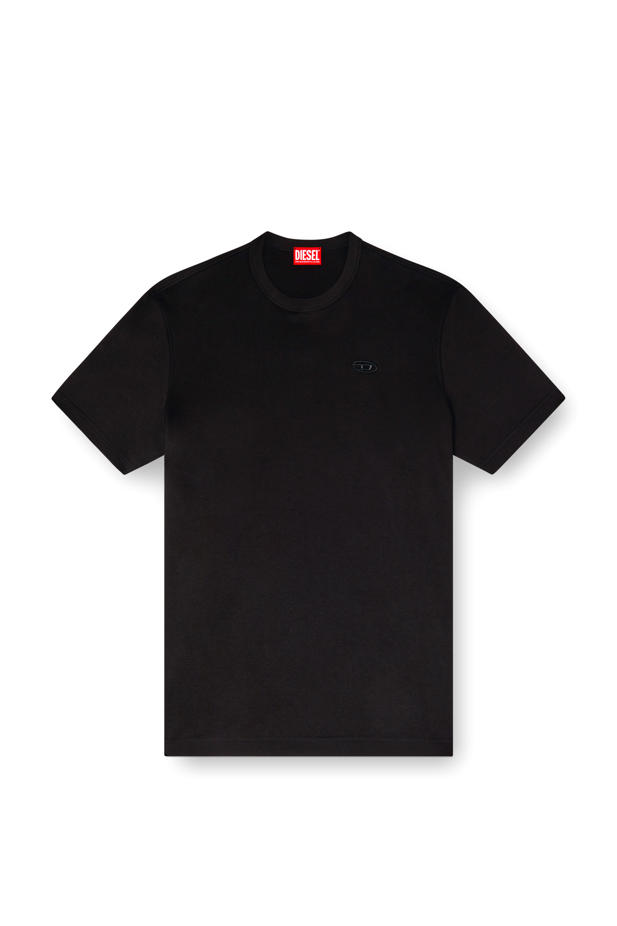 Diesel - T-ADJUST-SLITS-R17, T-shirt con logo ricamato in tono Uomo in Nero - 3