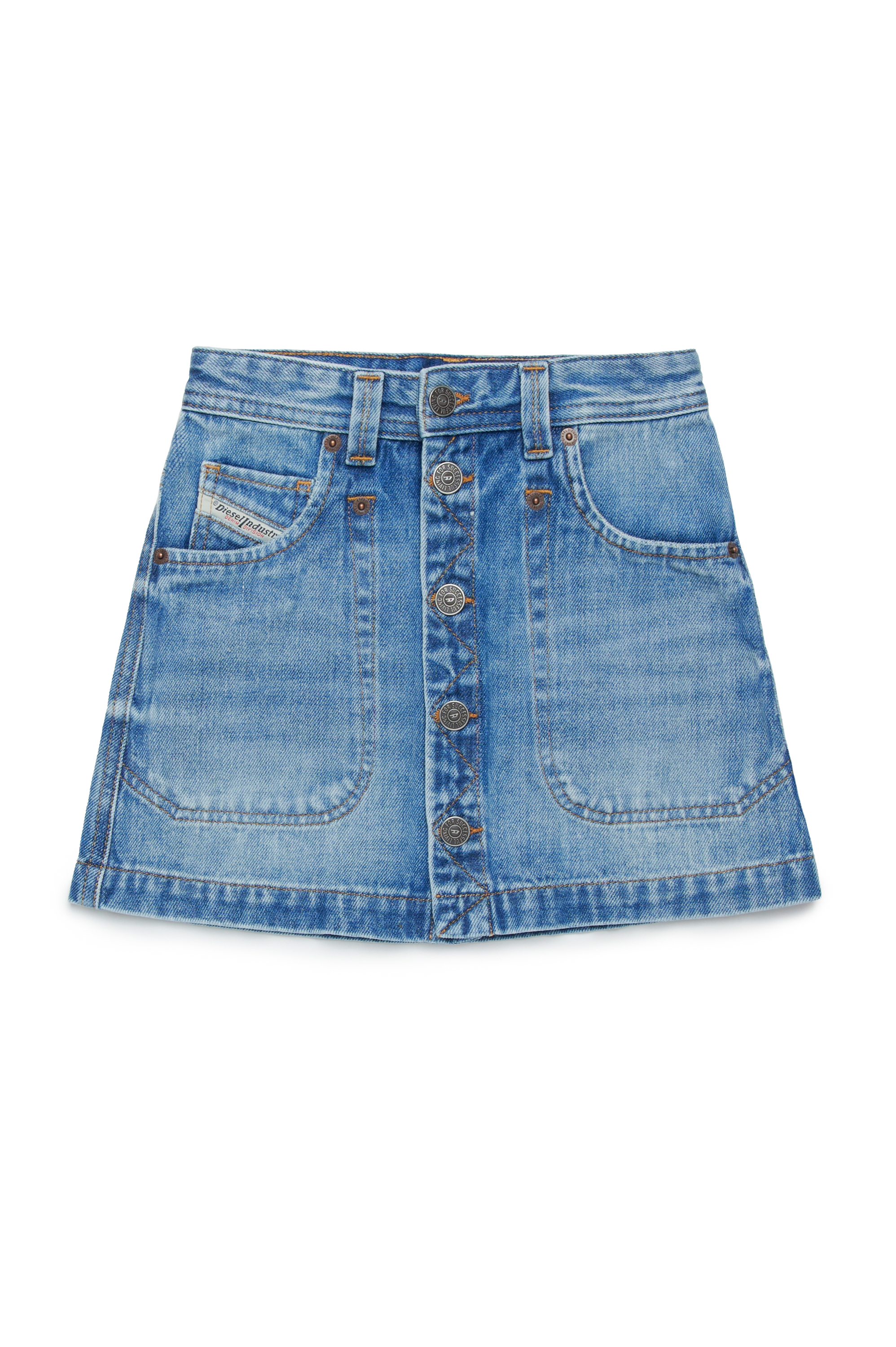 Diesel - GEALBUS, Minigonna in denim con bottoni sul davanti Donna in Blu - 1