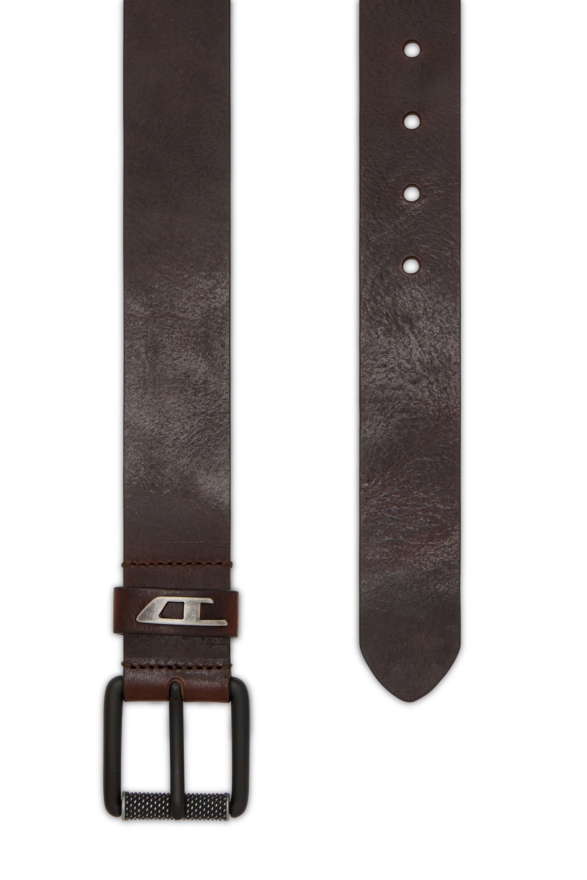 Diesel - B-DAVE II, Cintura in pelle lucida con passante a forma di logo Uomo in Marrone - 2