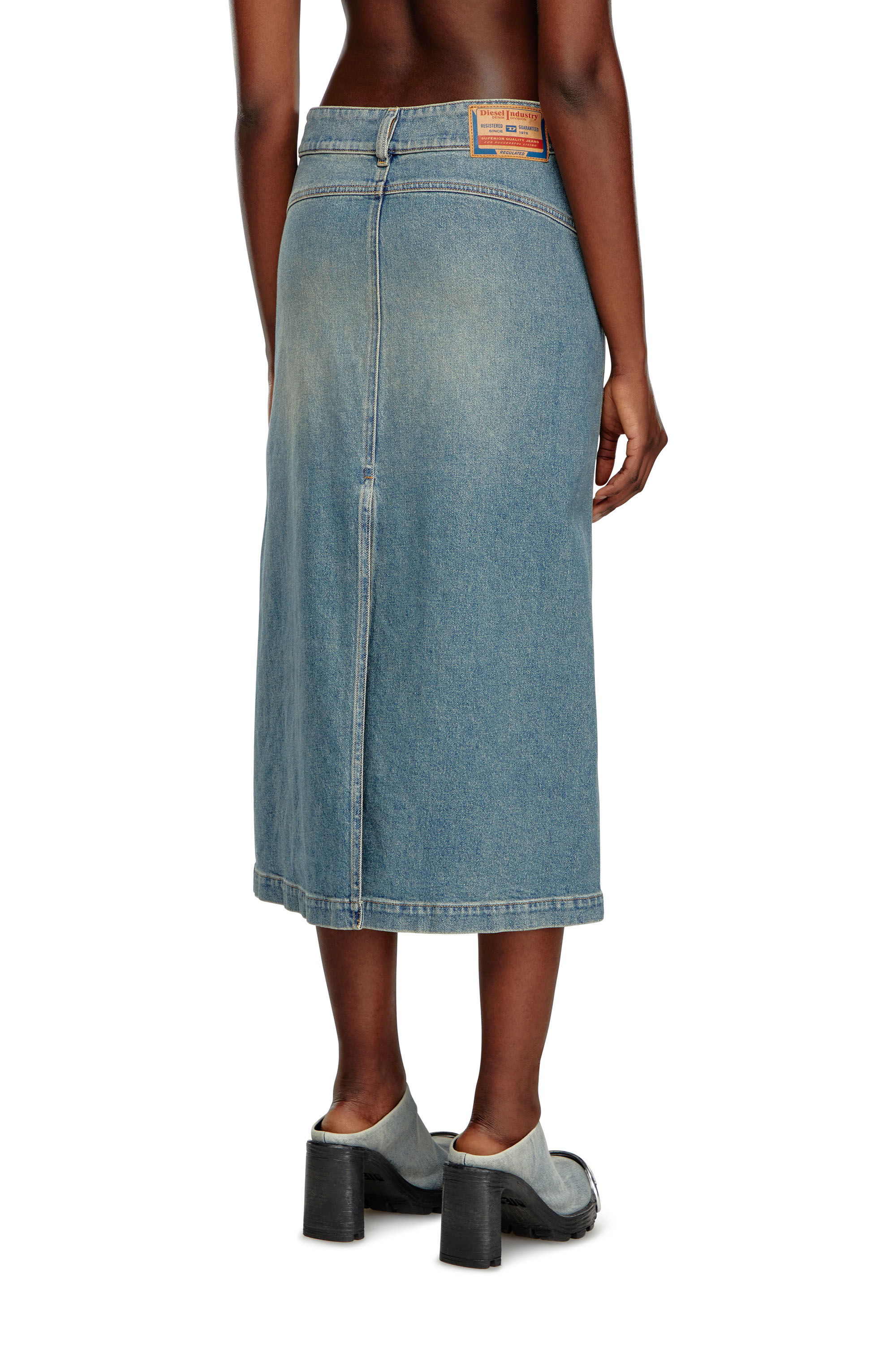 Diesel - DE-HUSH-MID, Gonna midi in denim Donna in Blu - 4
