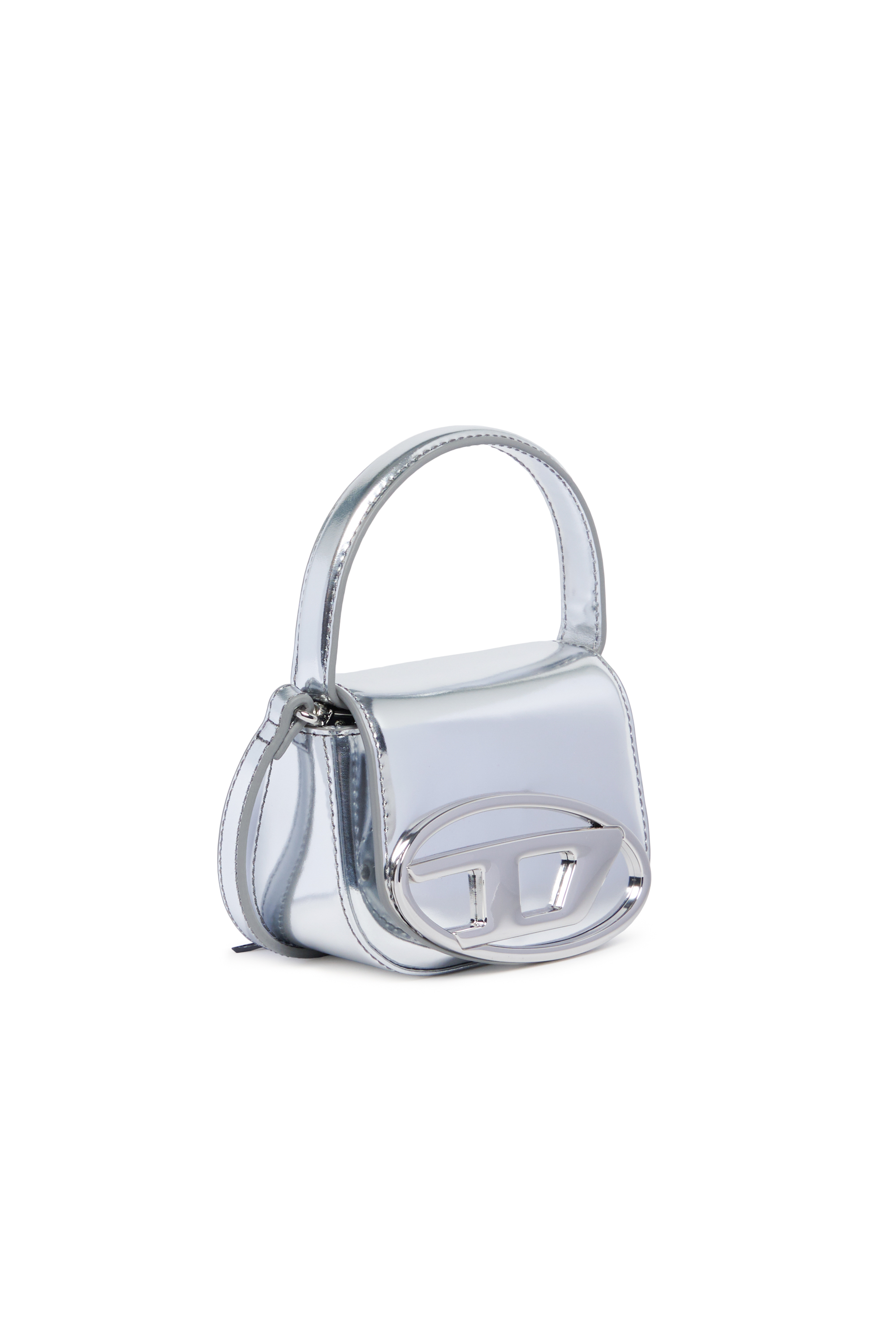 Diesel - 1DR XS, Iconica mini borsa a spalla in pelle metallizzata opaca Donna in Argento - 3