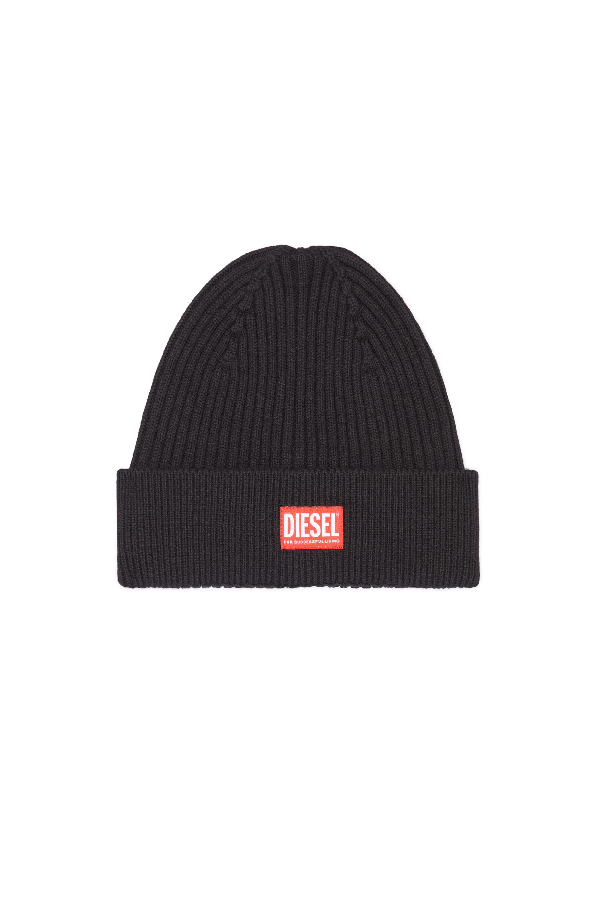 Diesel - K-CODER-H 2X2, Berretto a costine con patch con logo Unisex in Nero - 1