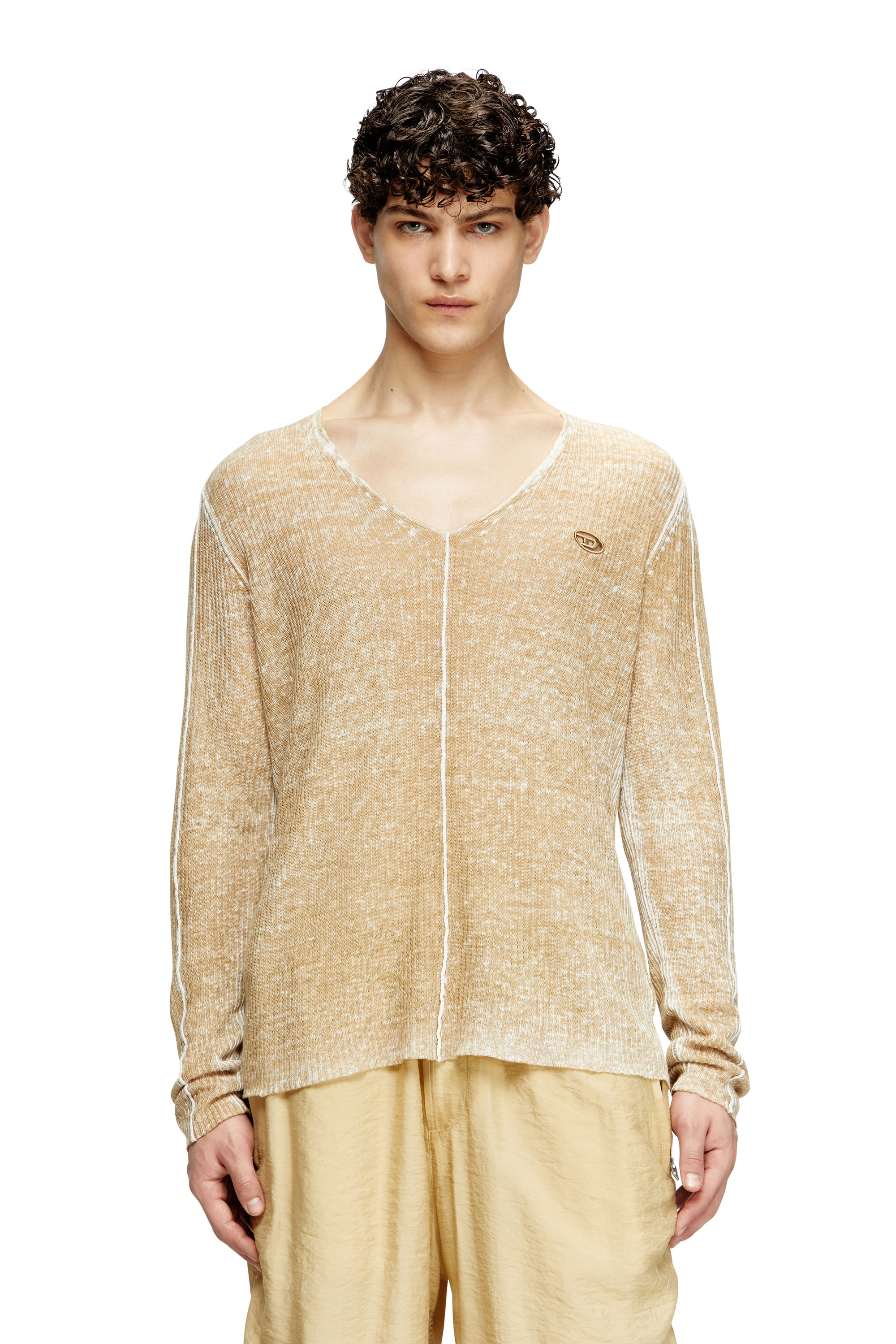 Diesel - K-ROBBEL, Maglia con stampa inside-out Uomo in Beige - 1