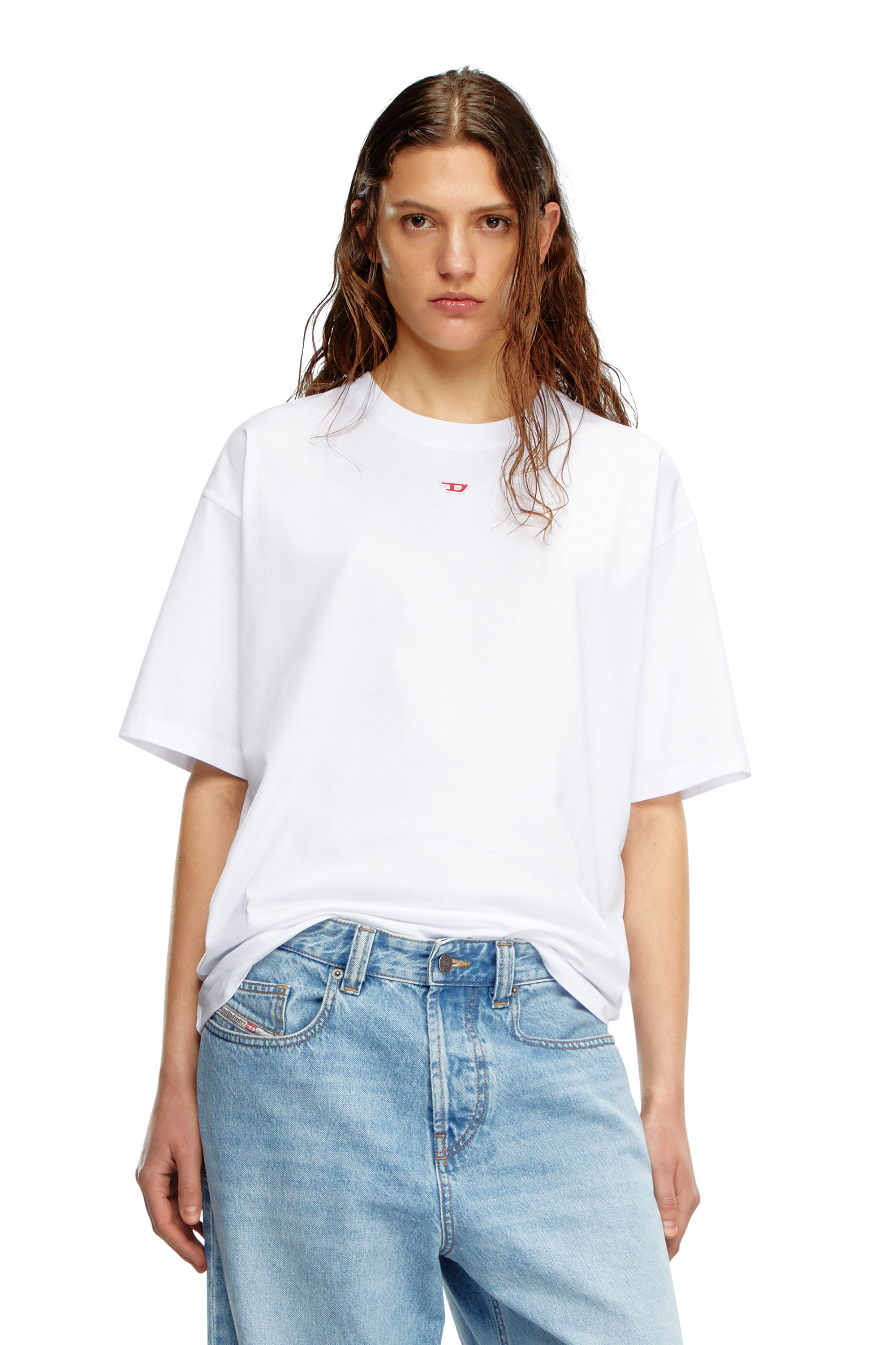 Diesel - T-BOXT-D, T-shirt con patch D ricamato Unisex in Bianco - 1