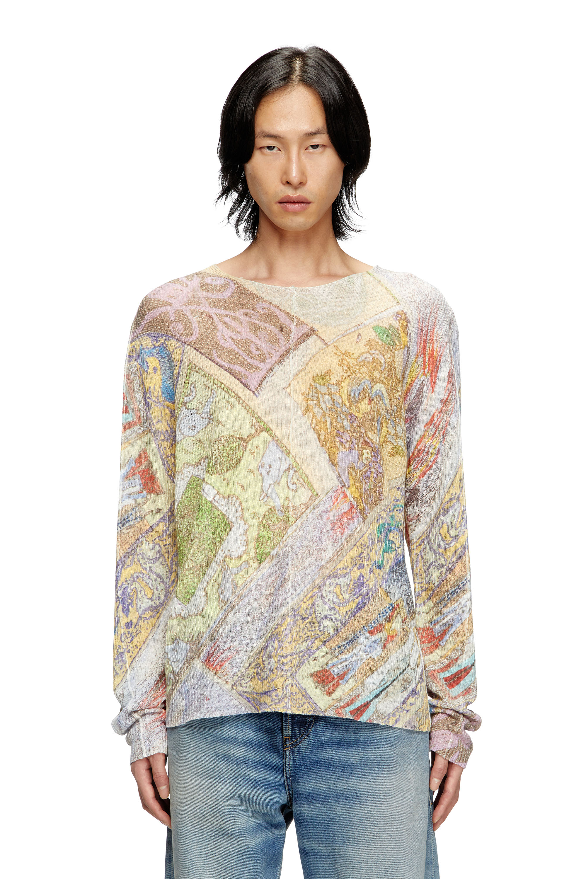 Diesel - K-RENTON, Maglia in lino con stampa medievale Uomo in Multicolor - 1