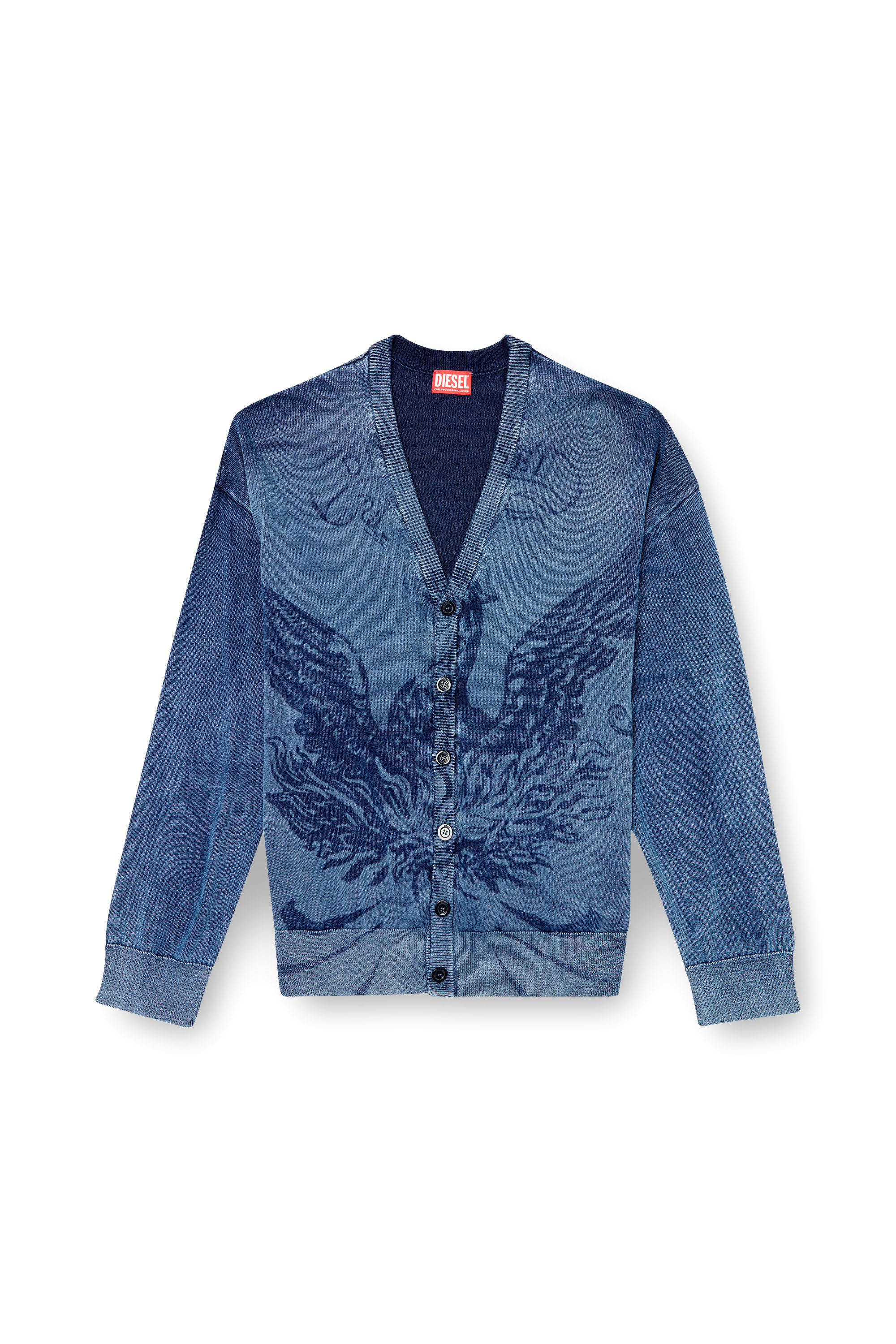 Diesel - K-FENICAR, Cardigan indaco con logo Phoenix Uomo in Blu - 3