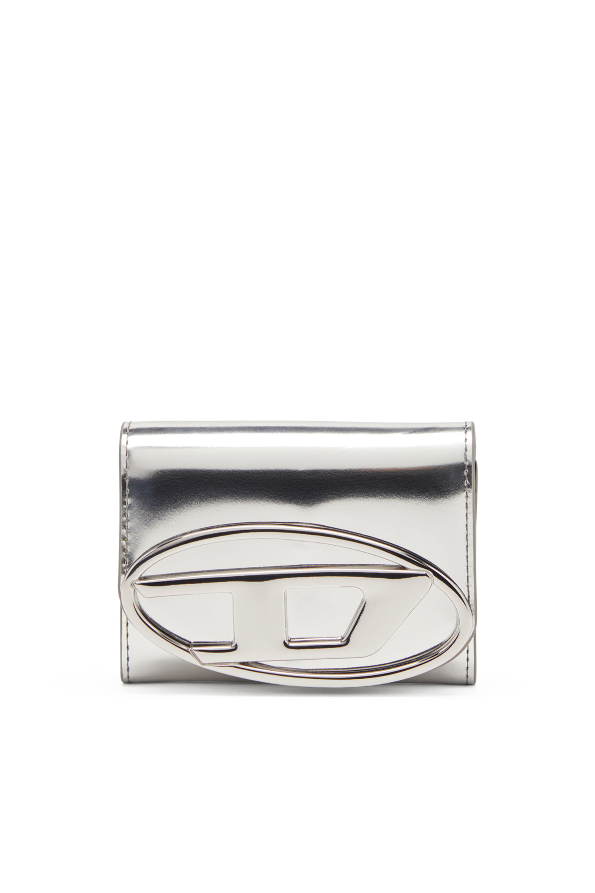 Diesel - 1DR CARD HOLDER BI-FOLD ZIP III, Portacarte a libro in pelle specchiata Donna in Argento - 1