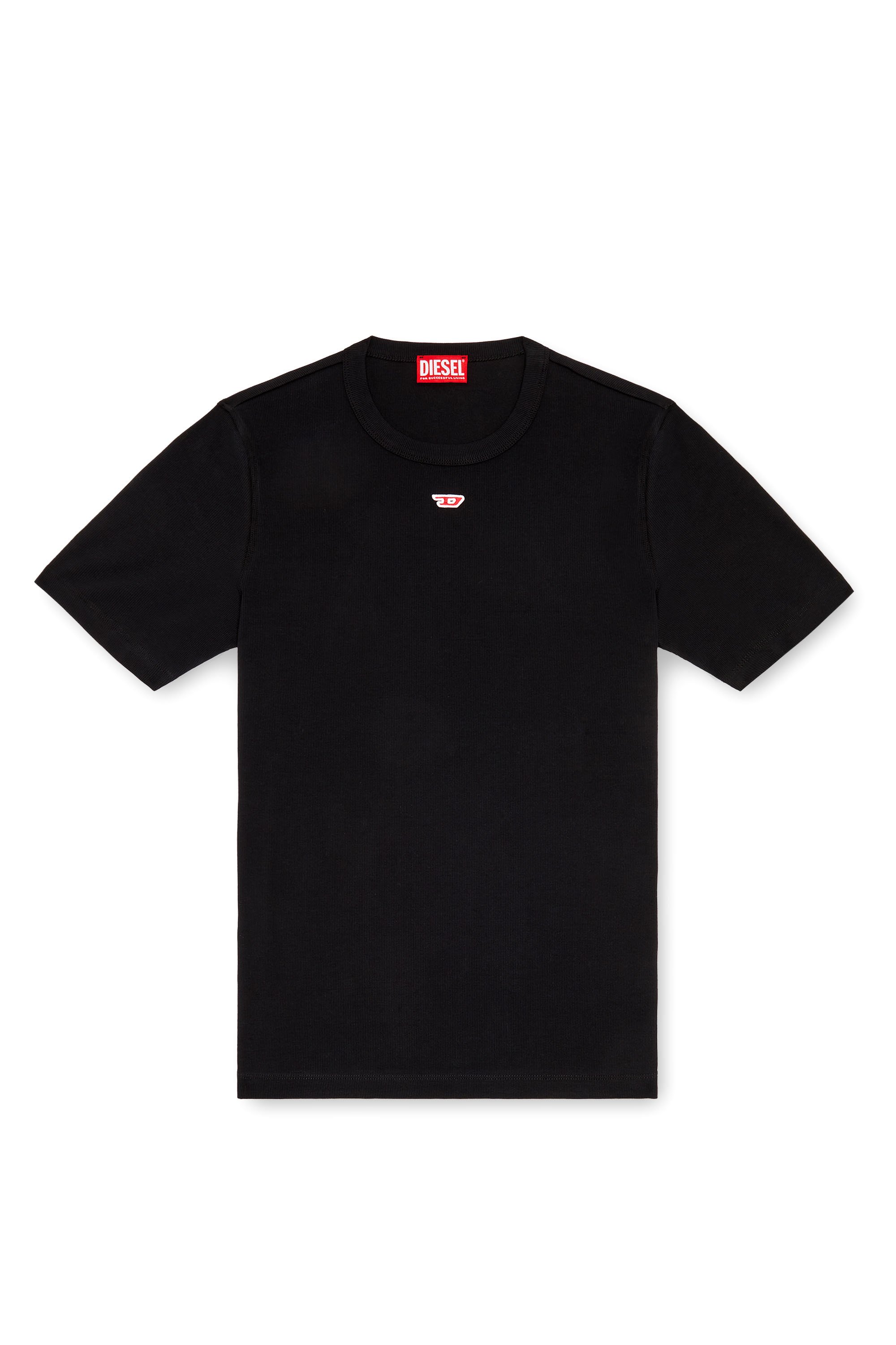 Diesel - D-RIBBER-N, T-shirt con logo D applicato Uomo in Nero - 3